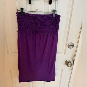 Rare Xhilaration Purple strapless Tube top Dress swim cover up Ruffles L large